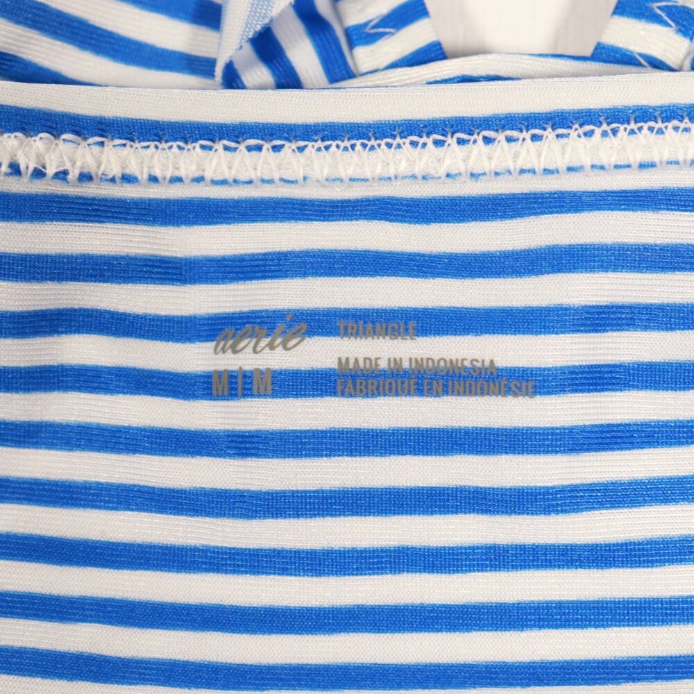 NWT Aerie Ruffle Longline Bikini Top in Blue Stripe - Picture 9 of 12